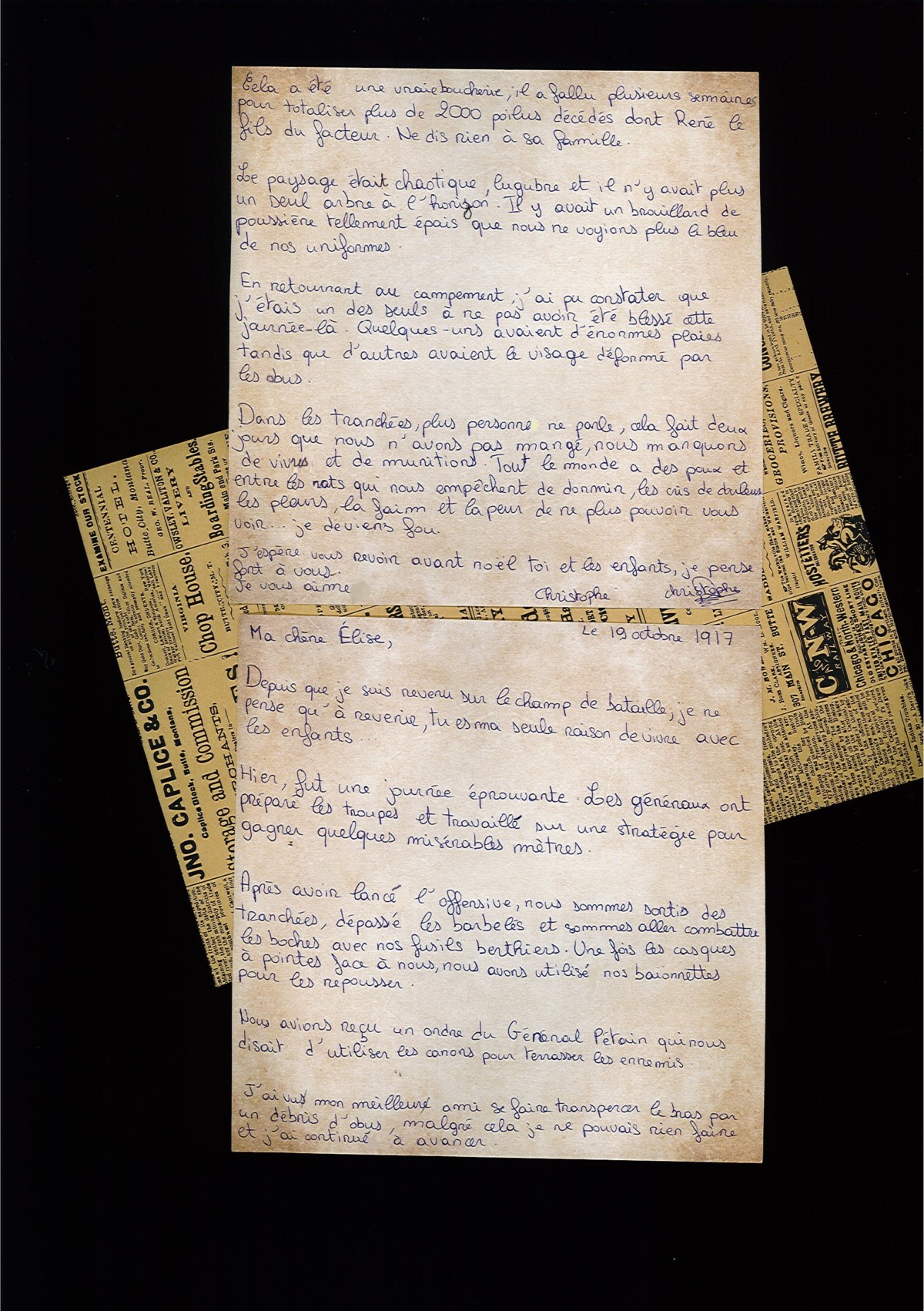 lettres de poilus collège